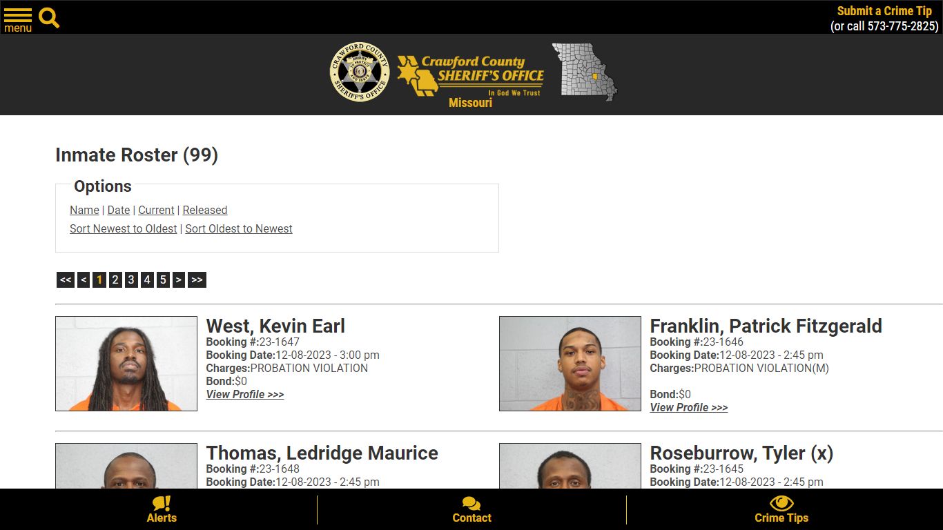 Inmate Roster (109) - Crawford County Sheriff MO